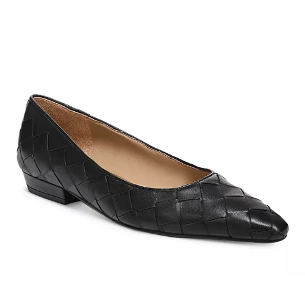 Sam Edelman Joy Woven Flat in black leather.
